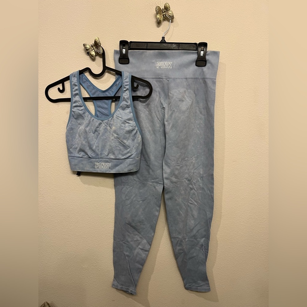 PINK Victoria's Secret Light Blue Activewear Set